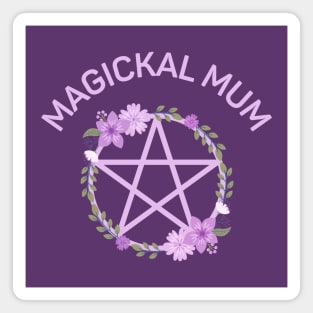 Magickal Mum Purple Lilac Floral Pentacle Cheeky Witch® Magnet